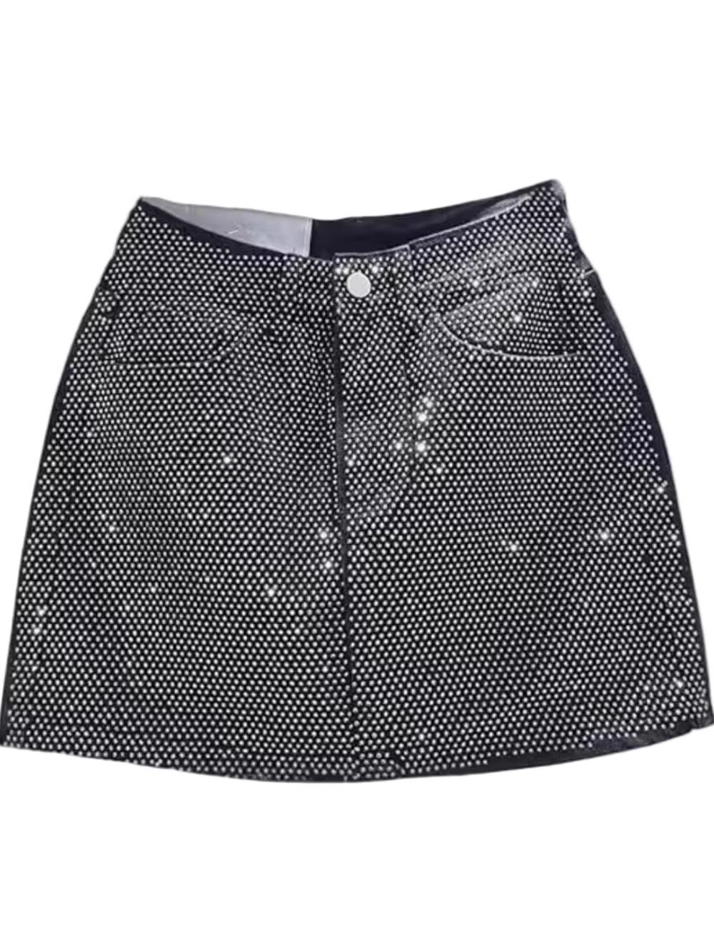 Mini denim skirt with rhinestone